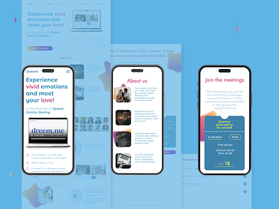 A mobile version of the landing for the speed dating platform dating online design landing page speed dating ux uxui