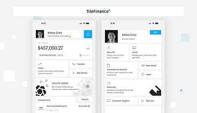 TileFinance app bank branding design finance fintech home illustration logo typography ui ux ux design vector