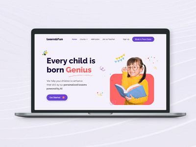 Landing page for Learn&Fun branding design education kids landingpage mock typography ui ux website