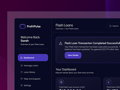 Defi: Flash Loans and Management Dashboard blockchain decentralized finance defi defi flash loan design flash loan uidesign uiux uxdesign web3