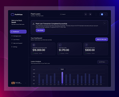 Defi: Flash Loans and Management Dashboard blockchain decentralized finance defi defi flash loan design flash loan uidesign uiux uxdesign web3