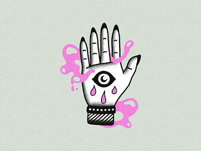 High five but make it occult american traditional eye hand illustration magic mystical occult pink shading sketch tattoo flash texture