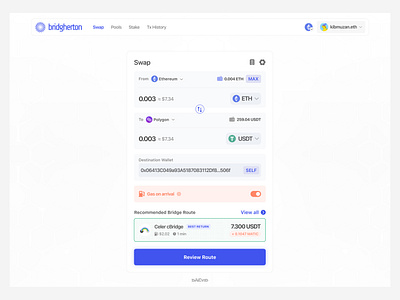 Multichain swap interface bridge bridge route chain abstraction crypto design multichain ui web3