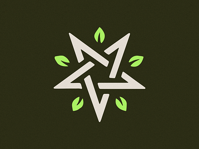 Leafy Pentagram badge branding green icon illustration leaf occult pentagram plants satanic vegan