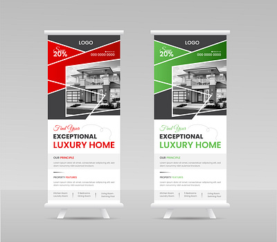 Modern Real Estate Roll-Up banner Design. creative banner display banner marketing display banner modern real estate banner real estate roll up banner roll up roll up banner deisgn roll up banner design template stand up banner