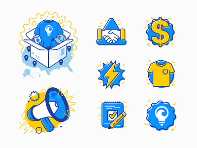 Branded Icon Kit activism branding icon design iconography illustration vector