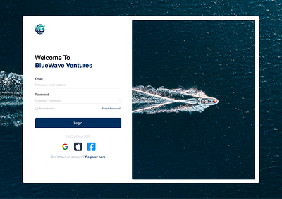 BlueVenture - Login Page UI UX Design input field log in login login design login form login modal login page login screen login ui login website design registeration page sign in sign in page sign in screen sign page sign up sign up form sign up page sign up screen ui ux design