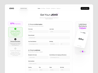 JOVO Card - Payment Details banking card clean finance fintech interface landing landing page minimal pay payment progress ui uix user interface ux wallet web web design