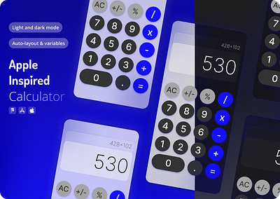 Calculator animation app mobile apple blur buttons calculator dark mode design thinking figma ia light mode motion ui product design store tag ui ui design ux design