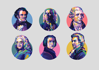 classical composers #1 artstyle avatar classic colorful composer illustration music portrait portrait illustration vector