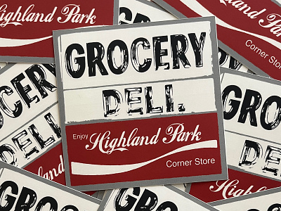 Highland Park Sticker corner store custom type design highland park lettering sticker typeography vintage sign