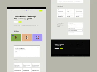 Gentype.io | AI Generated Themed Alphabets (LIVE NOW 🔴) 3d accordion ai design alphabets asset store assets bento brutalism community voting landing minimal pastel renders startup stylised text themes ui ux