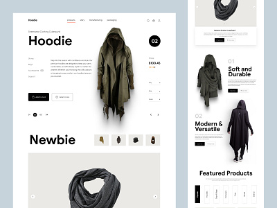 Hoodie - Fashion Landing Page clean clothing ecommerce fashion homepage hoodie hoodies landing landing page minimal modern shopify stylish typography ui uiux ux wear web design website