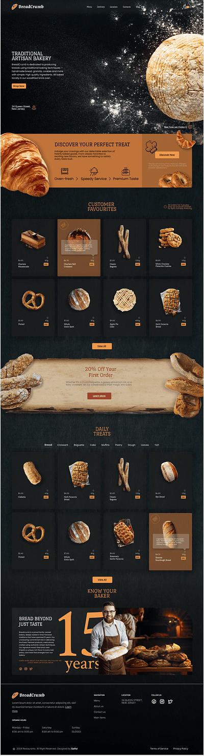 BreadCrumb: Artisan Bakery, Crafted Perfection app app design bakery black bread clean design design figma figma design illustration milnimalistic design ui website