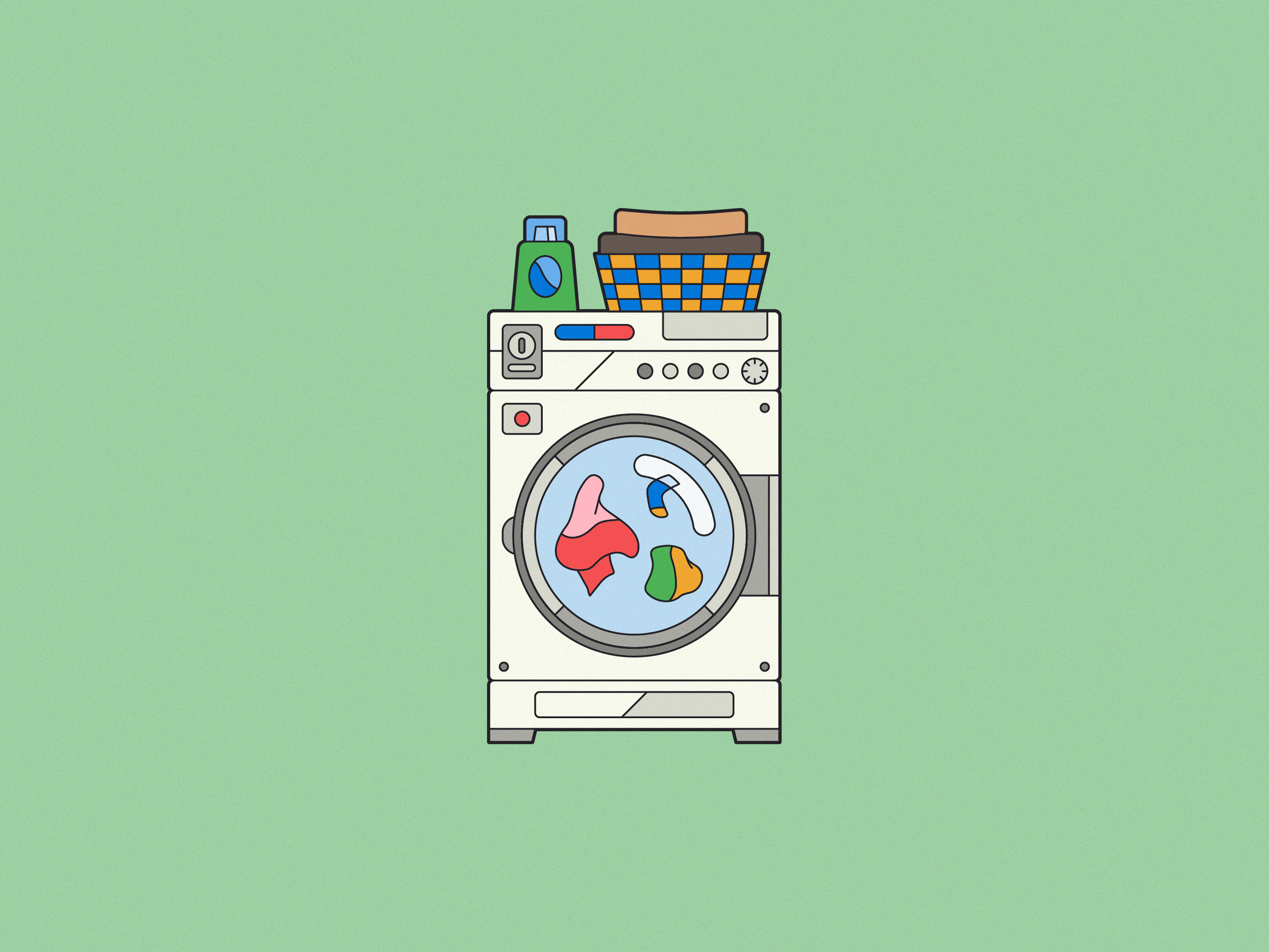 Washer Animation animation cozy illustration illustration line art line art illustration stop motion animation