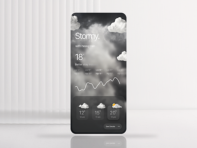 Weather App Concept| Full immersive interface 3d ai app branding cc clean dark glassmorphism graphic design minimal mobile ui neumorphisms precipitation premium rain theme ui ux weather