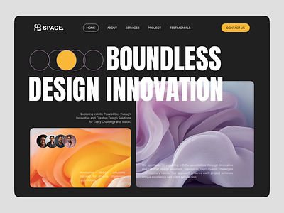 SPACE - Website Header Concept (Dark Mode agency header barlahlabs bento style bold style branding clean dark mode design dribbble header interface minimalist ui ui design uiux design ux ux design web web design website