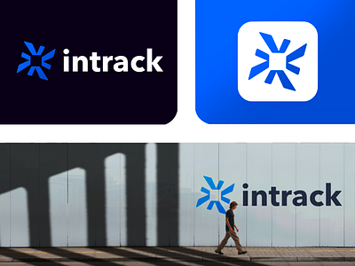 Intrack branding clean design geometric graphic design inside logo sleek square