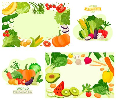 Vegetarian illustration in flat style 2d design flat design graphic design illustration vector vegetable vegetarian design