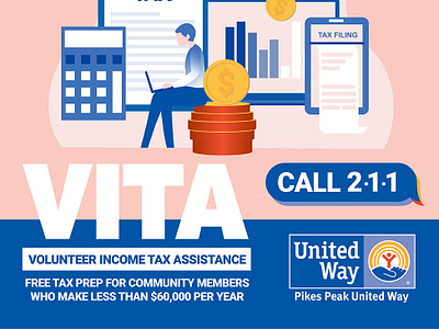 Social Media Set for Pikes Peak United Way VITA program branding graphic design illustration