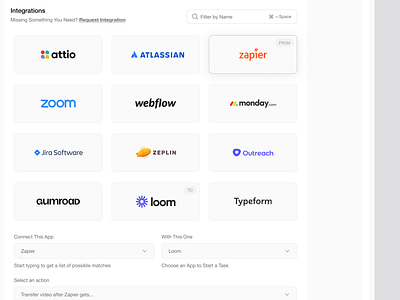 Integration Automation Settings SaaS Platform admin app b2b clean clickup cloud app gira integration interaction modern monday pm product design product management saas settings ui ux web app zapier