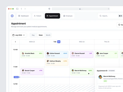 MediCare - Appointment Page admin appointment appointment app booking branding calender dashboard design doctor healtcare health hospital medical medical dashboard minimalist patient schedule ui ux website