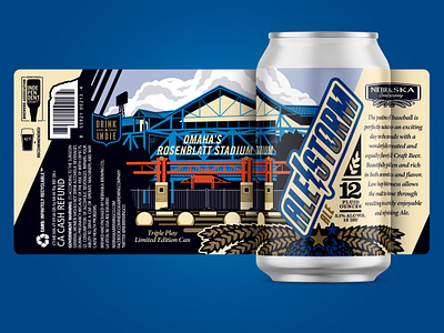 NBC Alestorm Tribute Can Concept alestorm architecture illustration athletics basebal baseball stadium beer beer can beer label brewery college world series illustration minor league nebraska omaha omaha royals omaha storchasers rosenblatt stadium