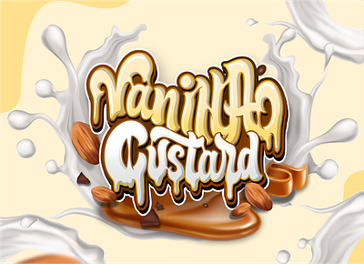 Vanilla Custard Custom Lettering branding calligraphy design hand drawn illustration lettering lettering logo logotype typography vanilla custard lettering design