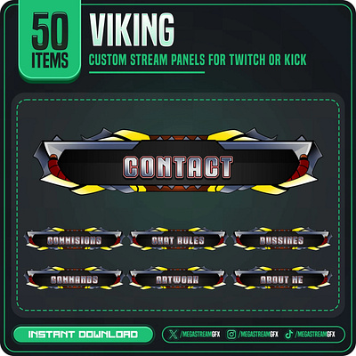 50x Viking Theme Panels | Viking Twitch Panels streamer