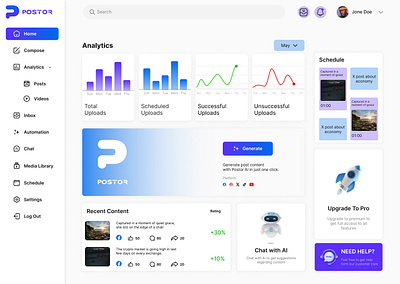 AI Post Scheduling Dashboard app app design dashboard design figma post scheduling social media ui ux