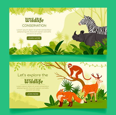 Wildlife illustration for banner design banner design design flat design graphic design illustration vector wildllife