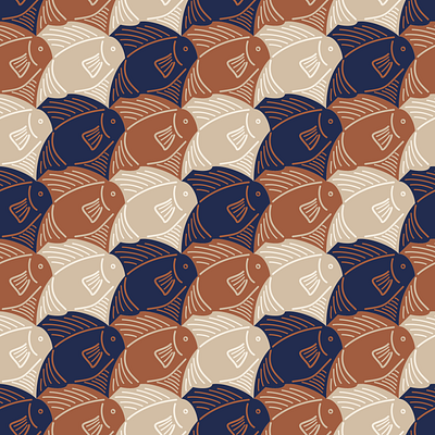 Fish Tessellation design fabric graphic design pattern seamless