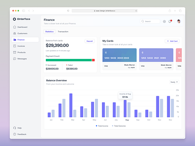 Einterface - Finance (Statistics) page b2b b2c branding clean clean design crm crm webapp dashboard dashboard design finance product saas saas design statistics ui ui design uiux ux webapp