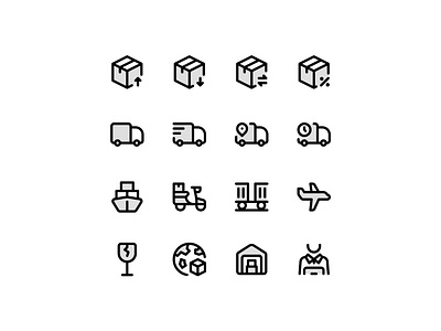 Delivery and Logistic Icons dual tone filled line graphic design icon design iconography icons interface line icon ui user interface