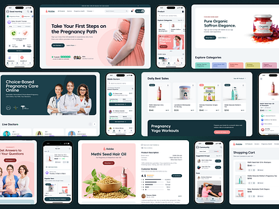 Case study: Pregnancy Mother Healthcare App Design animation branding design health mobile app health overview health tracker health tracking healthcare landing page mobile app motion graphics pregnancy calendar pregnancy tracking pregnant schedule product design ui web design website website design women health