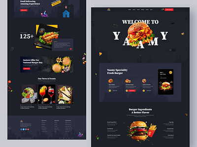 Yaamy - Restaurant Website Template branding clean creative delicious design figmatemplate food foodphotography foodstagram graphic design illustration instagood landingpages logo minimal restaurant restaurante ui website yummy