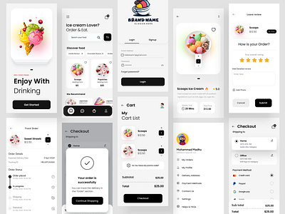 Food delivery app UI Design app design app designer dessert app e commerce app ecommerce ecommerce app ecommerce designer food delivery food delivery app food ordering app ice cream app mobile mobile app online food delivery tazrin trendy ui uiux uiux designer