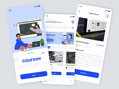 Online Course App Design app design clean course e learning education learning platform mobile online class online education study ui uiux