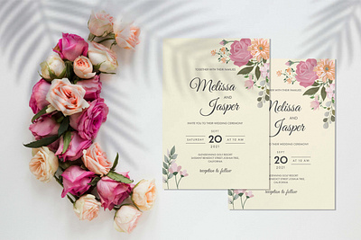 Flowers Wedding Invitation Card card event event branding hand drawn illustrator invitation invite love print stationery design wedding wedding invitation