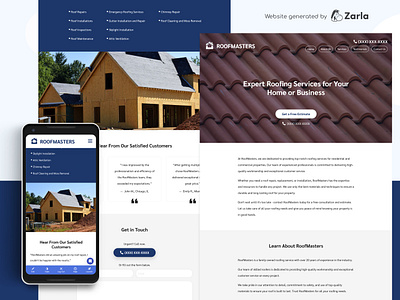 RoofMasters - Roofing Service Website Generated with AI at Zarla ai website builder roof installation roof repair roofing website web builder website builder zarla zarla ai website builder zarla web builder