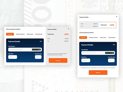 Payment popup card gray minimalist orange payment popup ui design ui ux uix white