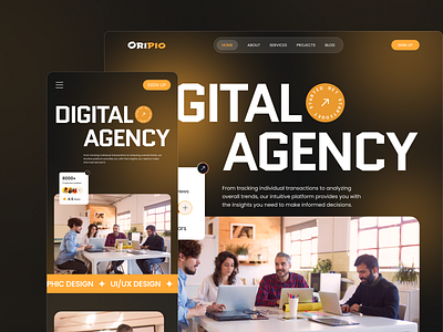 Digital Agency Landing Page Design agency website agency website design business website design design design uiux digital agency digital website design figma design landing page oripio oripio design agency portfolio website team website ux designer website website design