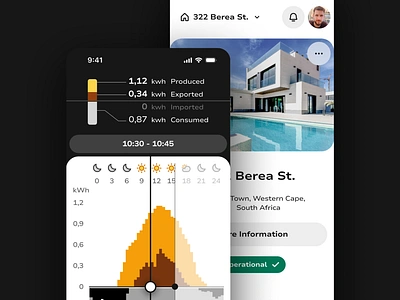 Solar Energy Management App app chart dashboard data dataviz design digital energy feedback live mobile monitoring smart solar ui ui design uiux ux visualization