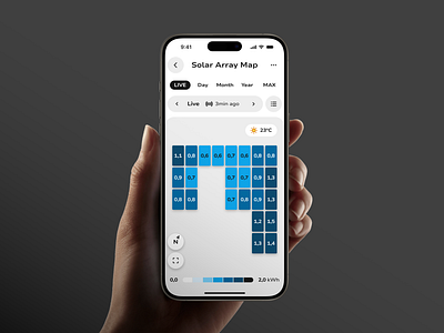 Solar Array Map app array design digital energy feedback live map mobile monitoring panel real smart solar time ui ui design uiux ux