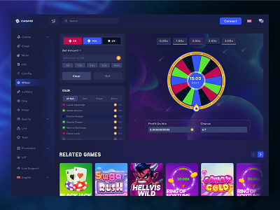 Crypto- Casino Interface (Wheel Page) betting casino casino dashboard casino website crash crypto casino dice gambling interface mine online casino web web design wheel