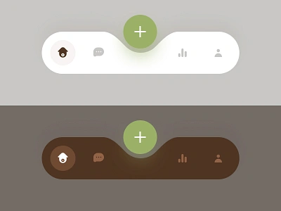 freud: AI Mental Health App | Tab Bar Menu Bar Nav Bar UIX app bar brown clean green meditation app mental health mental health app menu bar minfulness app minimal minimal nav bar minimal tab bar modern nav bar nav menu round soft tab bar tab bar ui therapy app