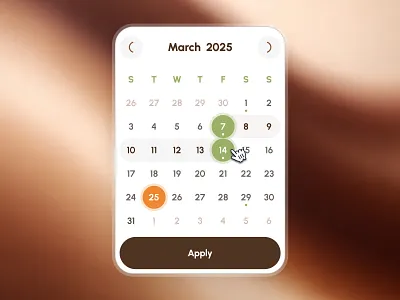 freud: AI Mental Health App | Date Picker Calendar Component UI brown calenar ui calendar calendar ui clean date date picker date picker ui date ui flat green mental health mental health app mental health ui mental health ui kit minimal modern orange soft ui kit