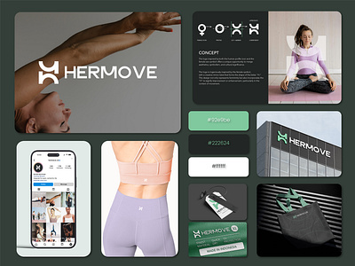 HERMOVE activewear beauty brand identity branding business logo company logo corporate design graphic design legging logo design professional sport sportbra sports logo sportswear visual identity women