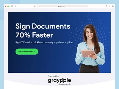 SignPe - Digital Signature Landing Page animation design landing page design mobile app design ui ux web website design