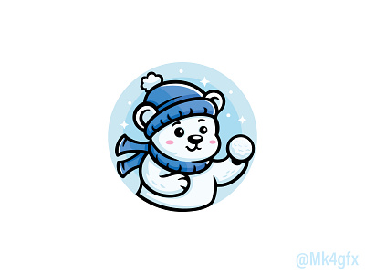 Cute Polar Bear Logo (for sale) animal ball beanie bear branding cartoon cold cub cute design illustration logo logos mascot modern polar scarf snow snowball winter